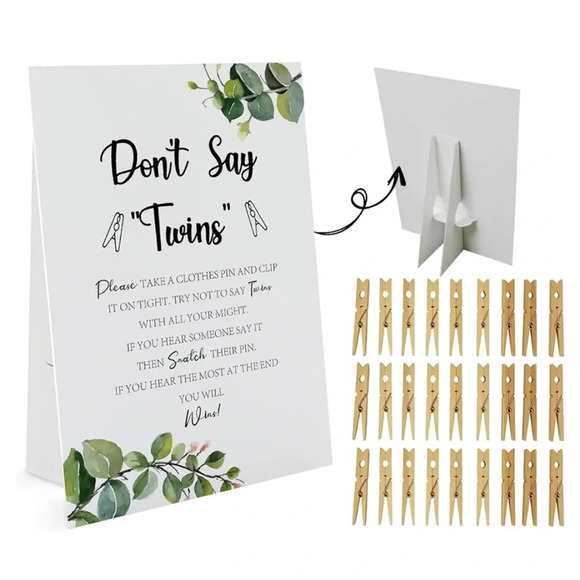 TWINS BABY SHOWER LOT. 10 centerpieces, 72 Cupcake Toppers, 1 Game - Picture 5 of 7